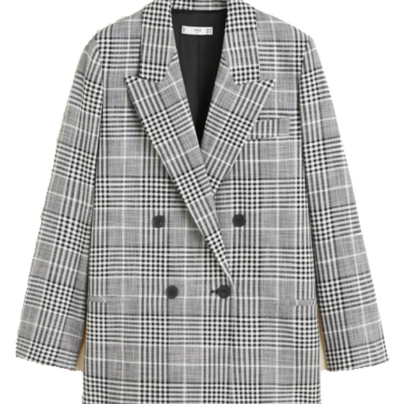 Mango Oversized Structured Check Blazer - Picture 2 of 4